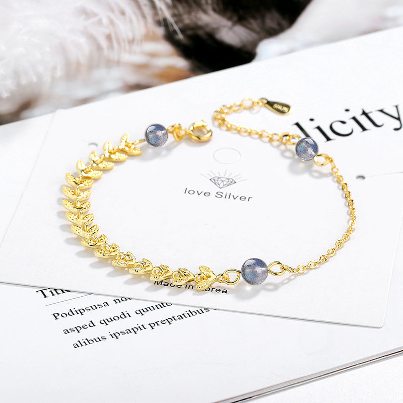 Blue natural moonstone bracelet