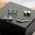 Europe and the United States simple wind geometric square triangle round word studs four-piece fashion combination four-piece earrings