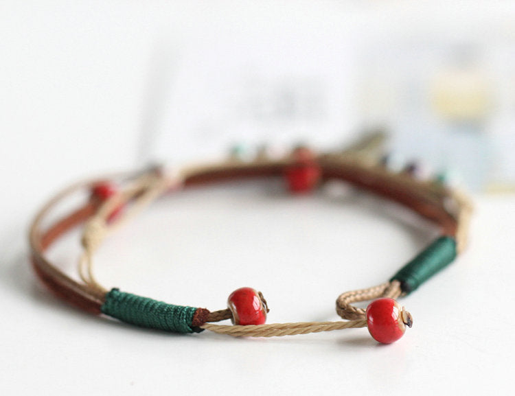 Woven ceramic bead bracelet