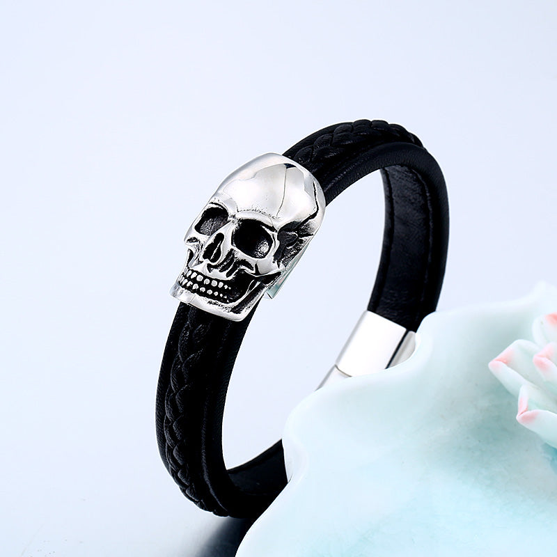 Leather skull bracelet