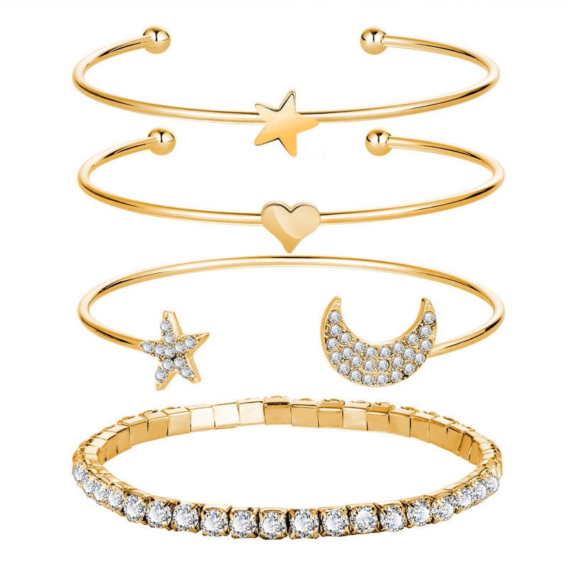 Stars and moon four-piece bracelet set
