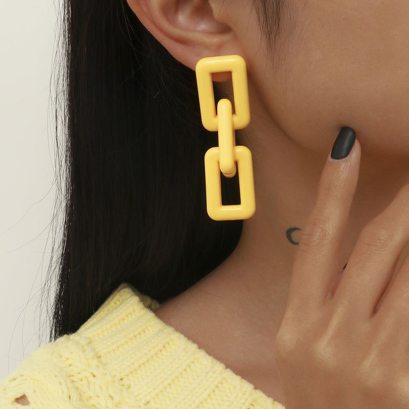 New Exaggerated Geometric Square Acrylic Earrings