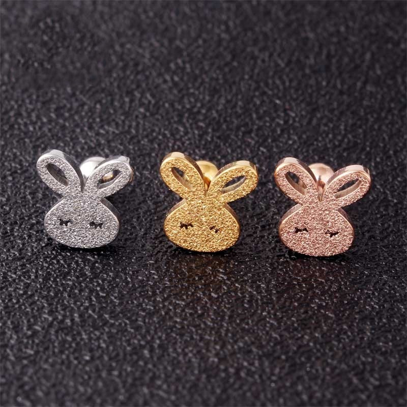 New Fashion Frosted Rabbit Female Hypoallergenic Titanium Steel Earrings