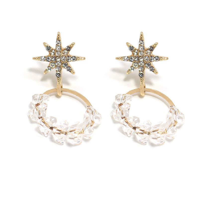 Golden And Rhinestone Eight-pointed Star Shape Fashion Temperament Lady