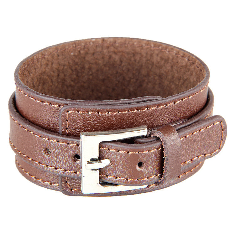 Casual Punk Wide Leather Bracelet