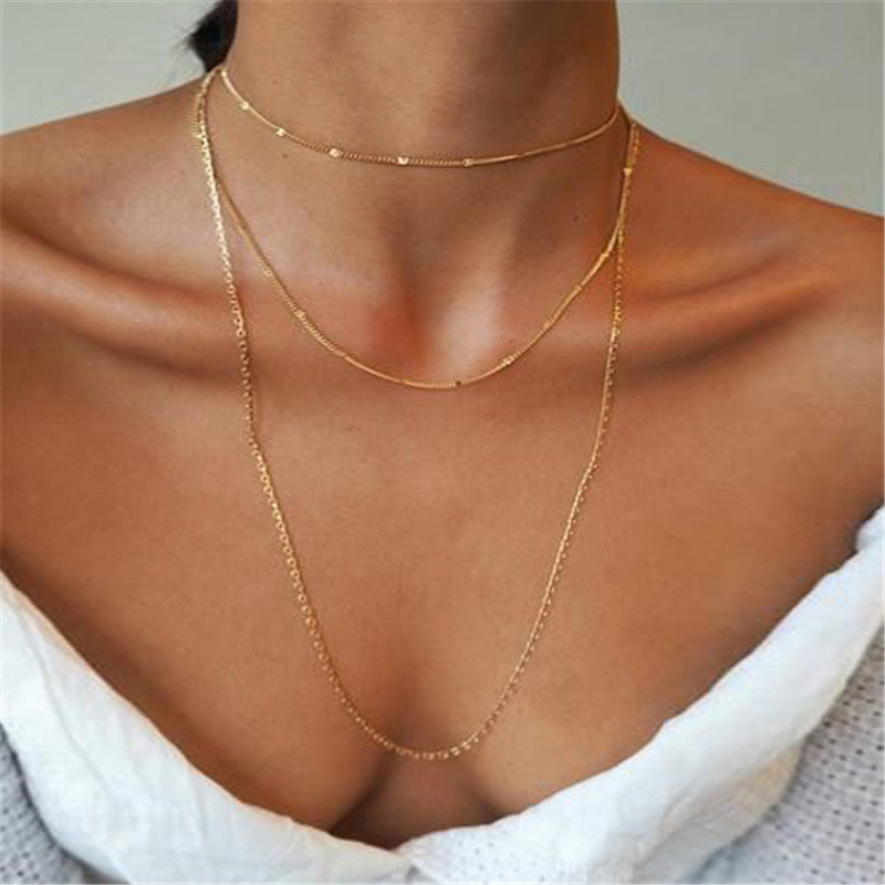 Simple multi-layer three-layer necklace