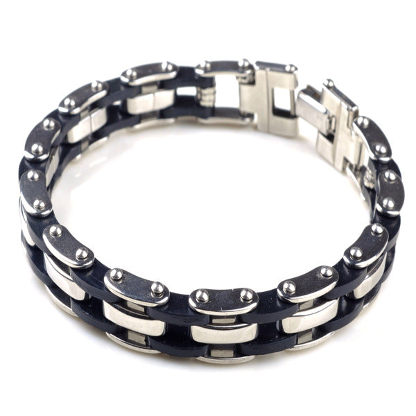 Men's stainless steel silicone bracelet