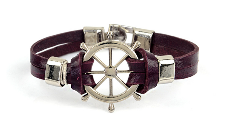 Vintage Rudder & Anchor Leather Bracelet