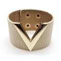 PU leather V-shaped personality women's wide bracelet