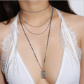 European and American cross-border fashion accessories Simple multi-layer pendant accessories multi-layer chain rose ID clavicle necklace