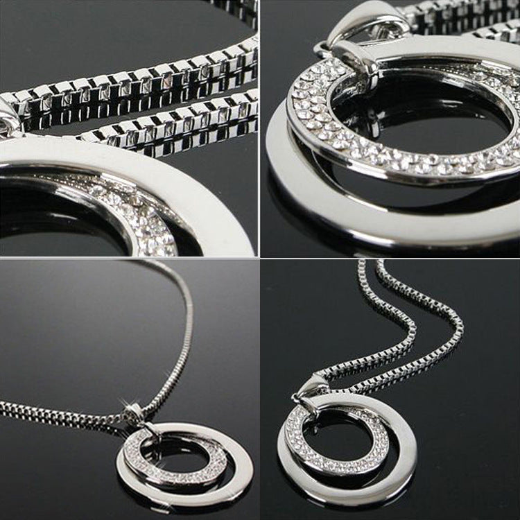 Alloy double loop sweater chain necklace