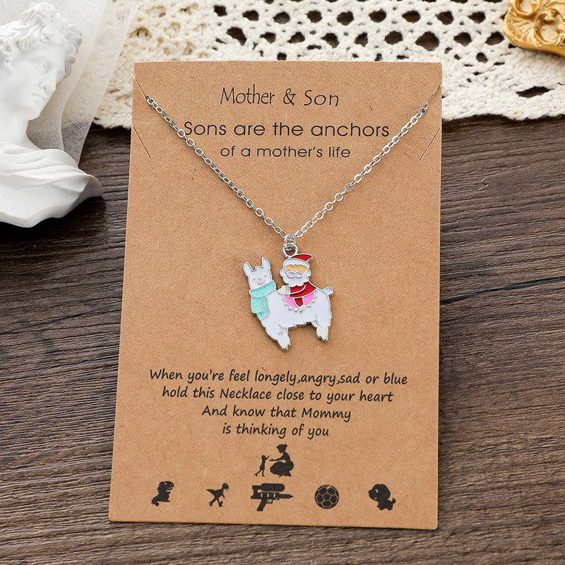 Christmas Alpaca Santa Dripping Oil Necklace