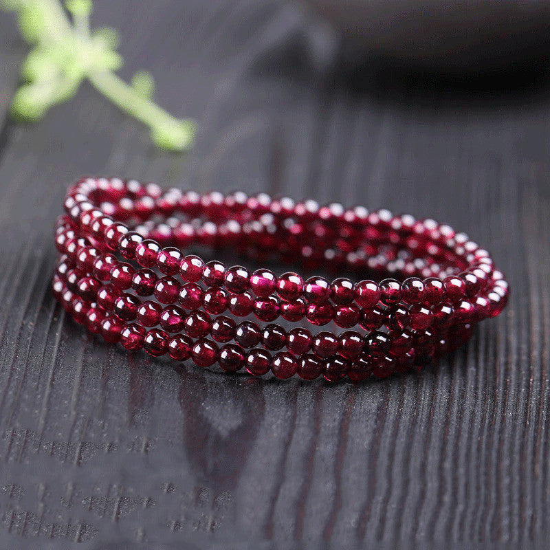Natural Wine Red Garnet Stone Crystal Bracelet