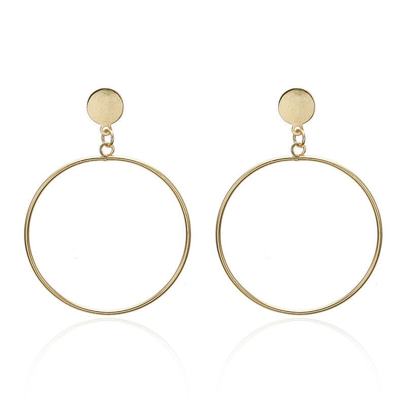 Geometric metal round earrings