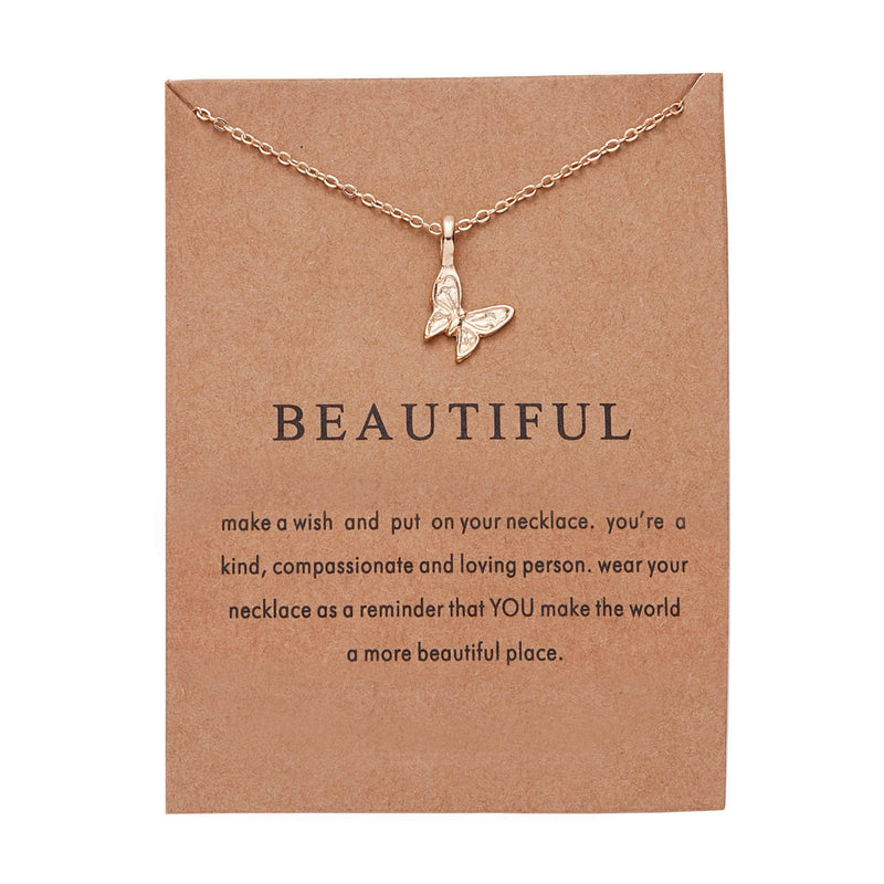 Gold-plated paper card necklace