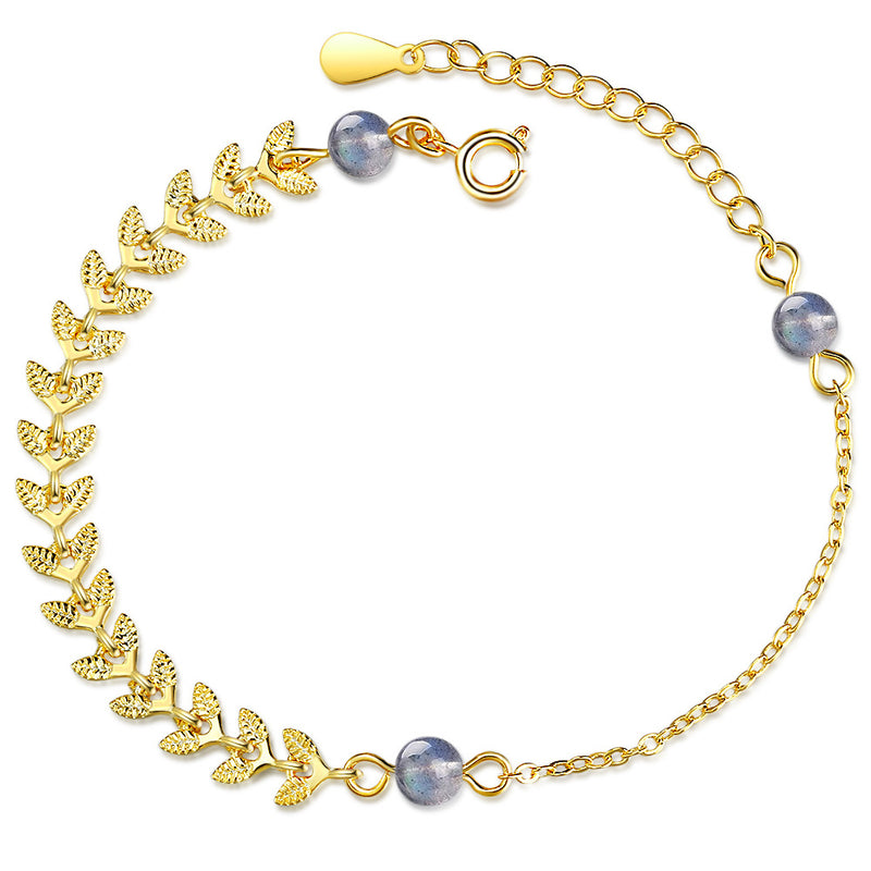 Blue natural moonstone bracelet