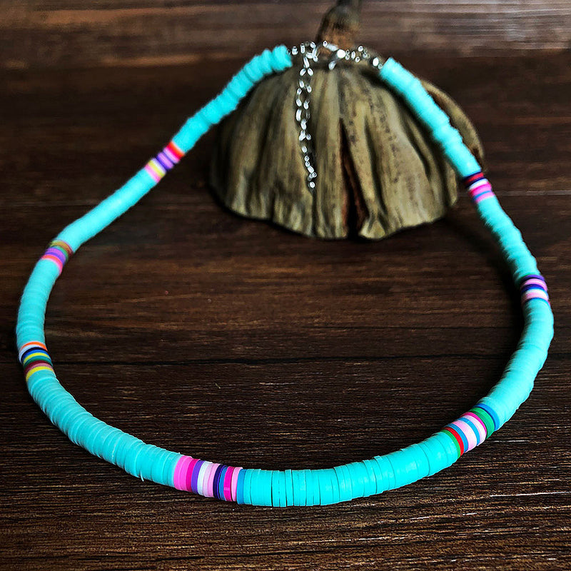 6MM mixed color soft clay necklace clavicle chain