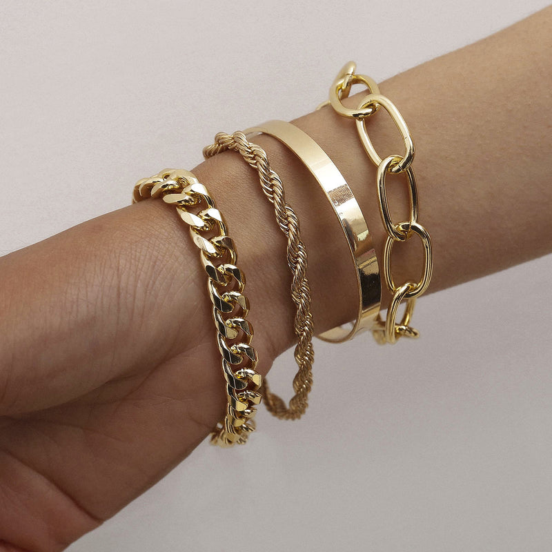 Smooth C-shaped mixed twist chain bracelet