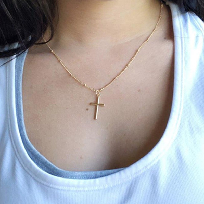 Ladies Clavicle Chain Cross Necklace