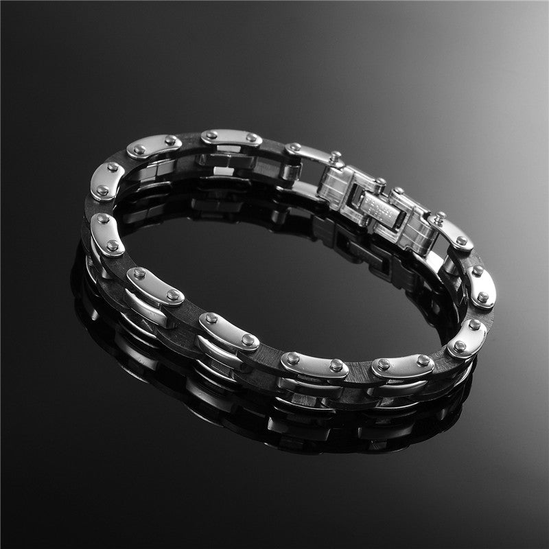 Men's stainless steel silicone bracelet
