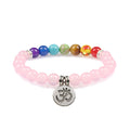 Colorful Beads Weathered Granite Crystal Bracelet Om Alloy Pendant Yoga Bracelet Wrist Ring