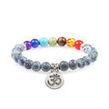 Colorful Beads Weathered Granite Crystal Bracelet Om Alloy Pendant Yoga Bracelet Wrist Ring