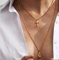 Fashion simple gold-plated Madonna cross necklace