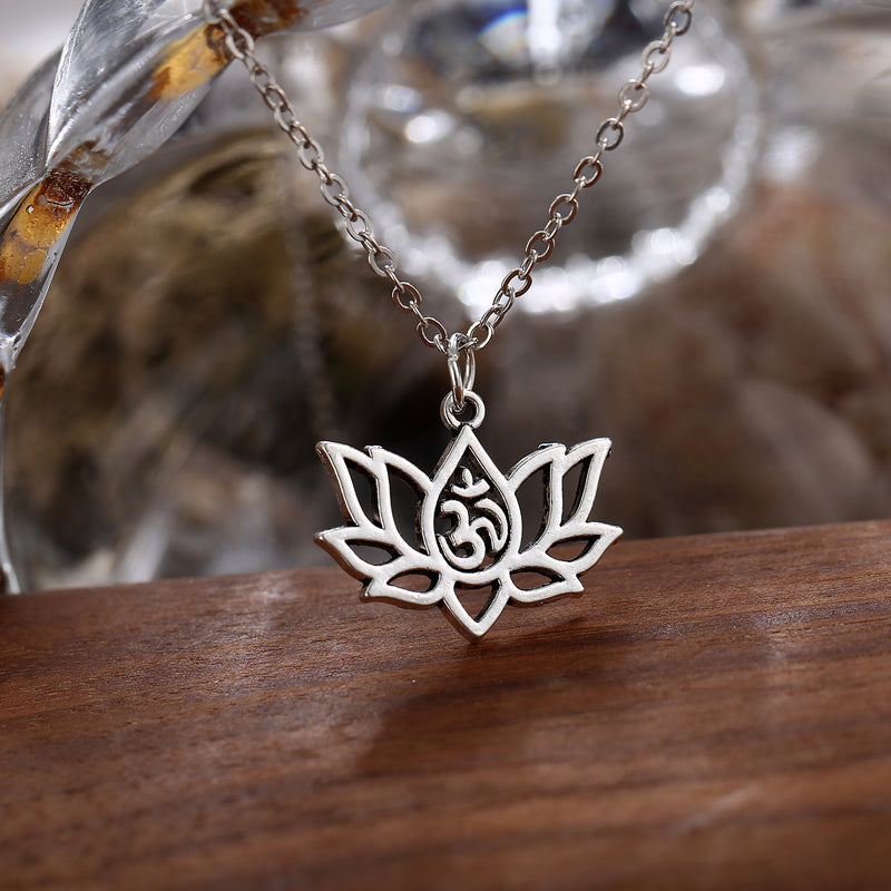 Hollow alloy lotus necklace