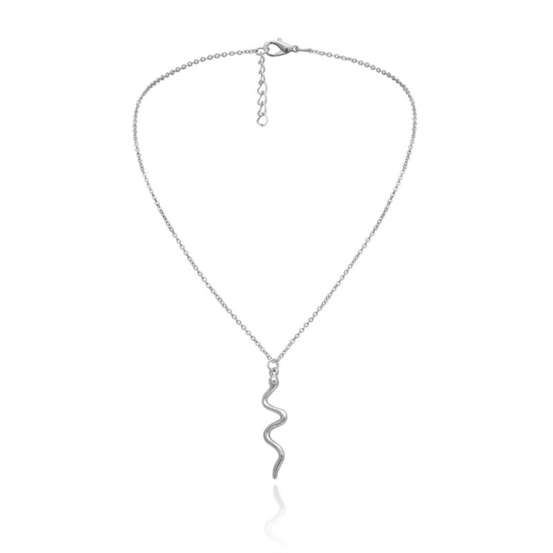 Individual serpentine curved line geometric necklace