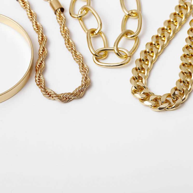 Smooth C-shaped mixed twist chain bracelet