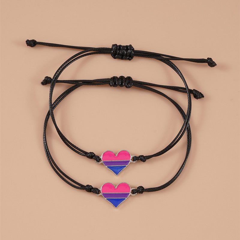 Rainbow Heart Hand Made Wax Knitting Adjustable