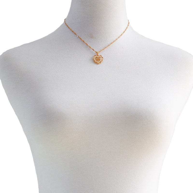 Peach Heart Cross Pendant Necklace