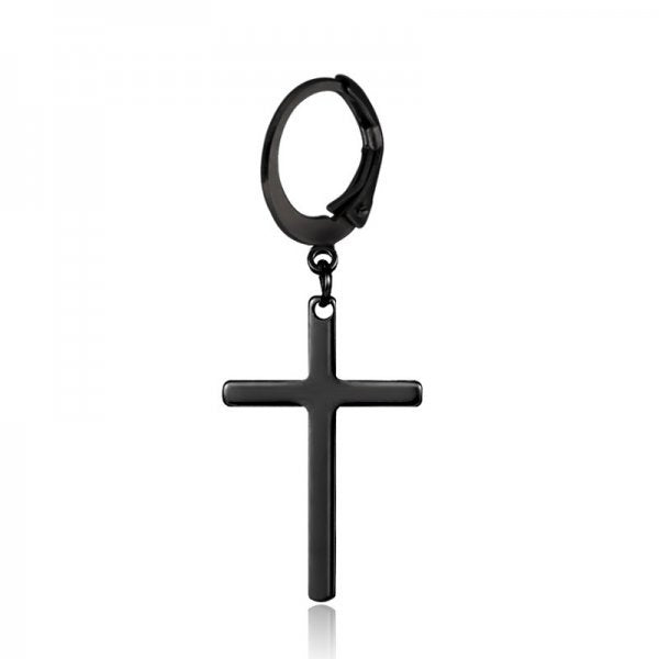 Stainless Steel Cross Men's Earrings