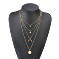 Retro Ethnic Style Moon Horn Disc Alloy Multilayer Necklace