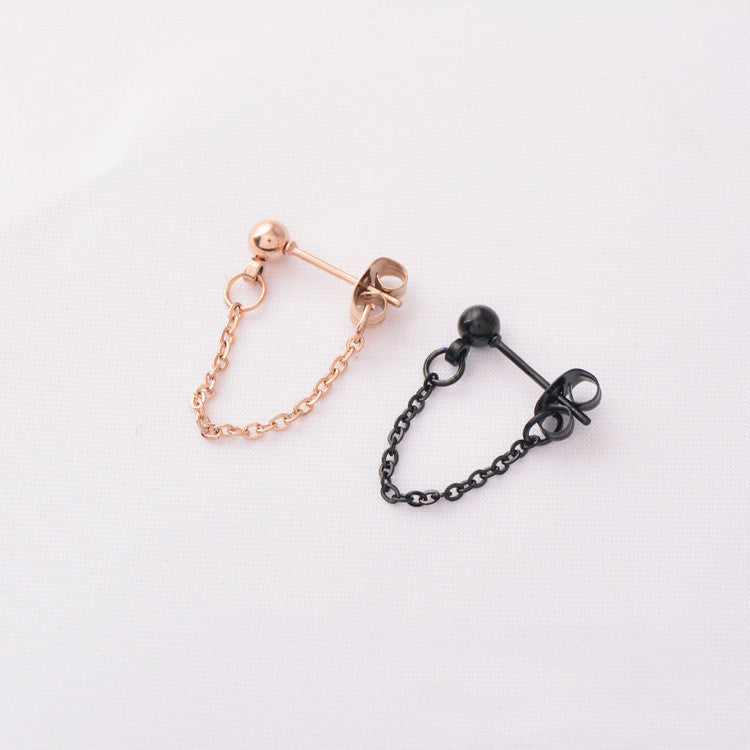 Titanium One-Piece Chain Earrings