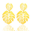 Candy-colored romantic openwork leaf-shaped exquisite fashion earrings