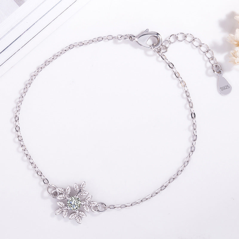 Silver elk snowflake bracelet
