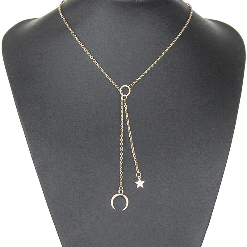 Creative Star Moon Pendant Necklace Sweater Chain