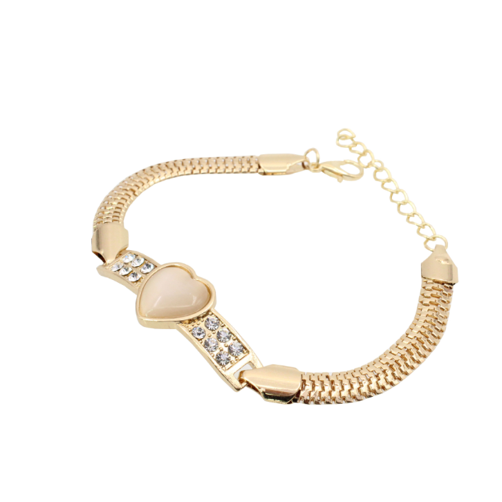 Popular diamond-studded cat's eye peach heart love bracelet bracelet