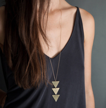 European and American fashion accessories Long chain metal smooth triangle piece pendant necklace Simple jewelry wholesale