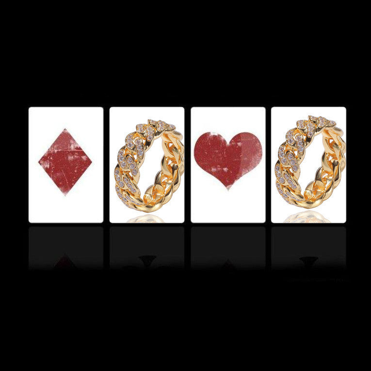 Zircon Cuban Chain Ring Men's Full Zirconium Plating