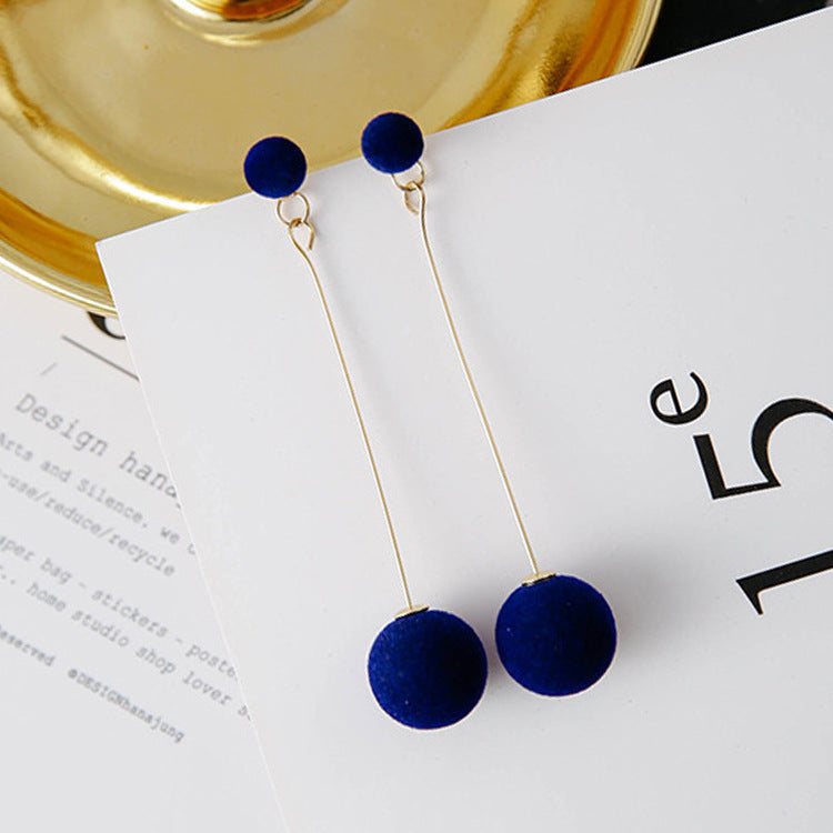 Fashion temperament woolen ball earrings earrings