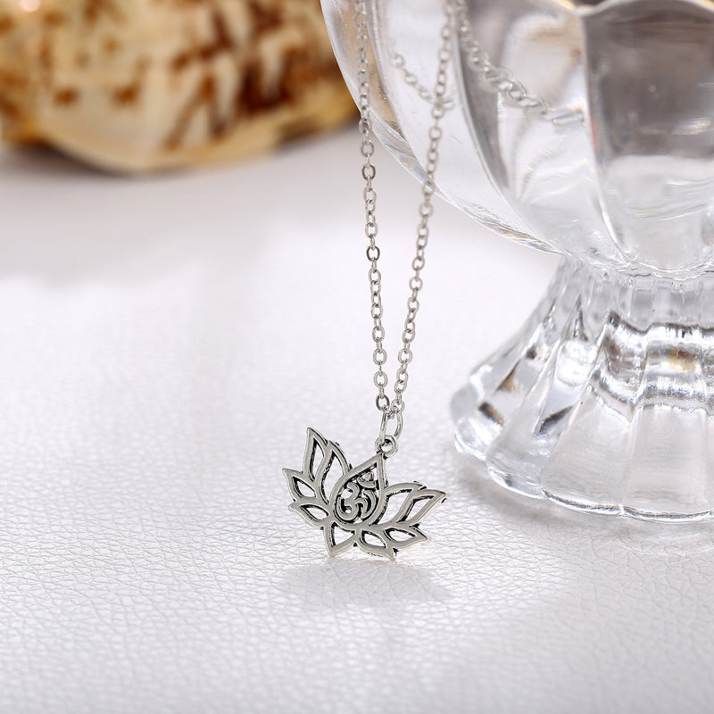 Hollow alloy lotus necklace