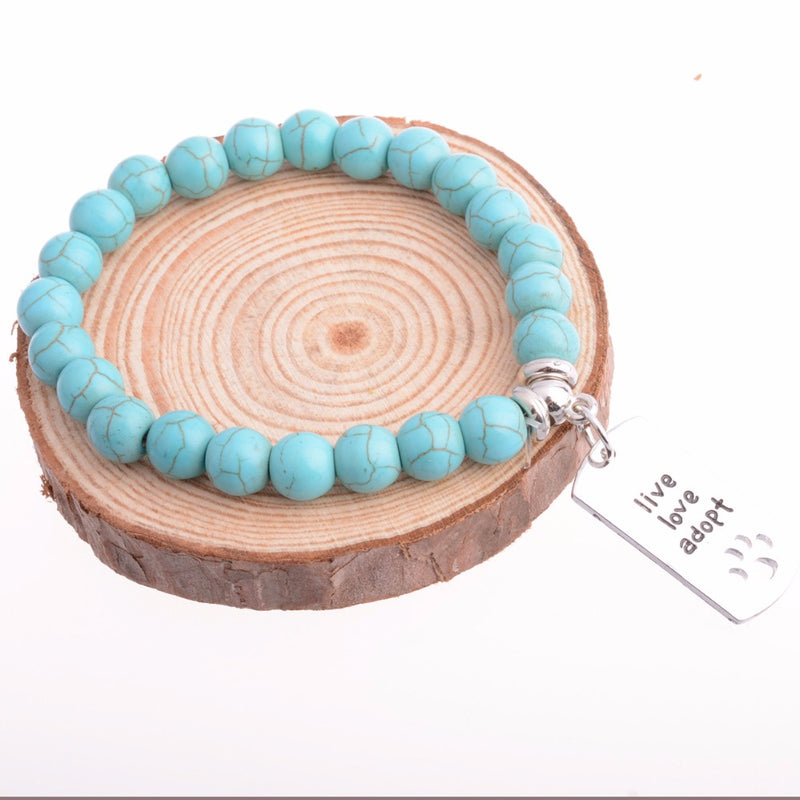 Personality Pendant Lettering Stone Beaded Bracelet String Chain