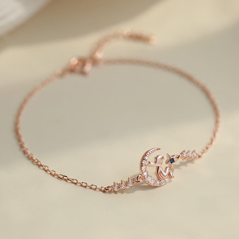 Simple And Sweet Diamond Moon & Little Prince Bracelet