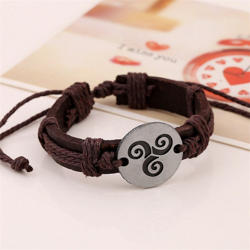 Alloy retro leather bracelet