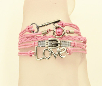 Bracelet Key Belt Buckle love Pearl Alloy Accessories Handmade Multilayer Braided Bracelet