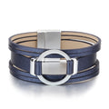 Alloy magnetic buckle pu braided bracelet