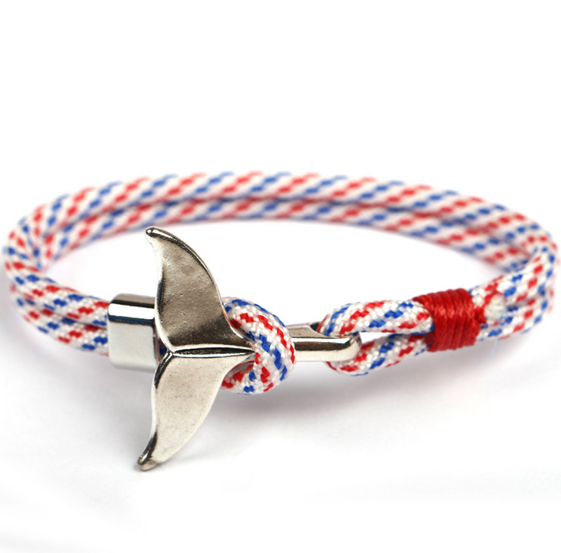 Anchor whale tail umbrella rope handmade couple bracelet