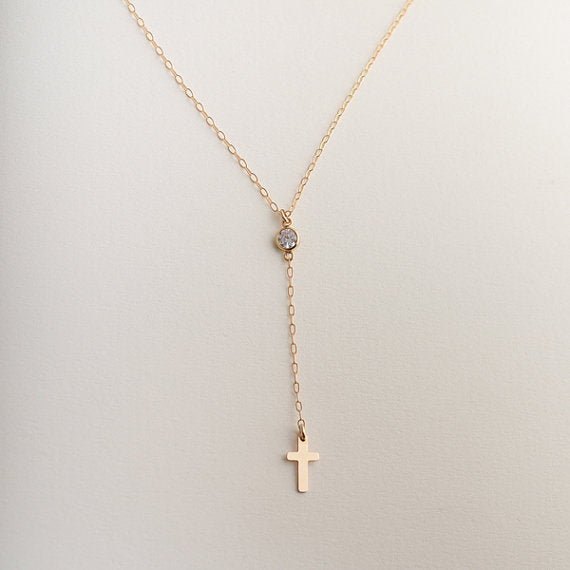 Jesus small cross pendant women's necklace